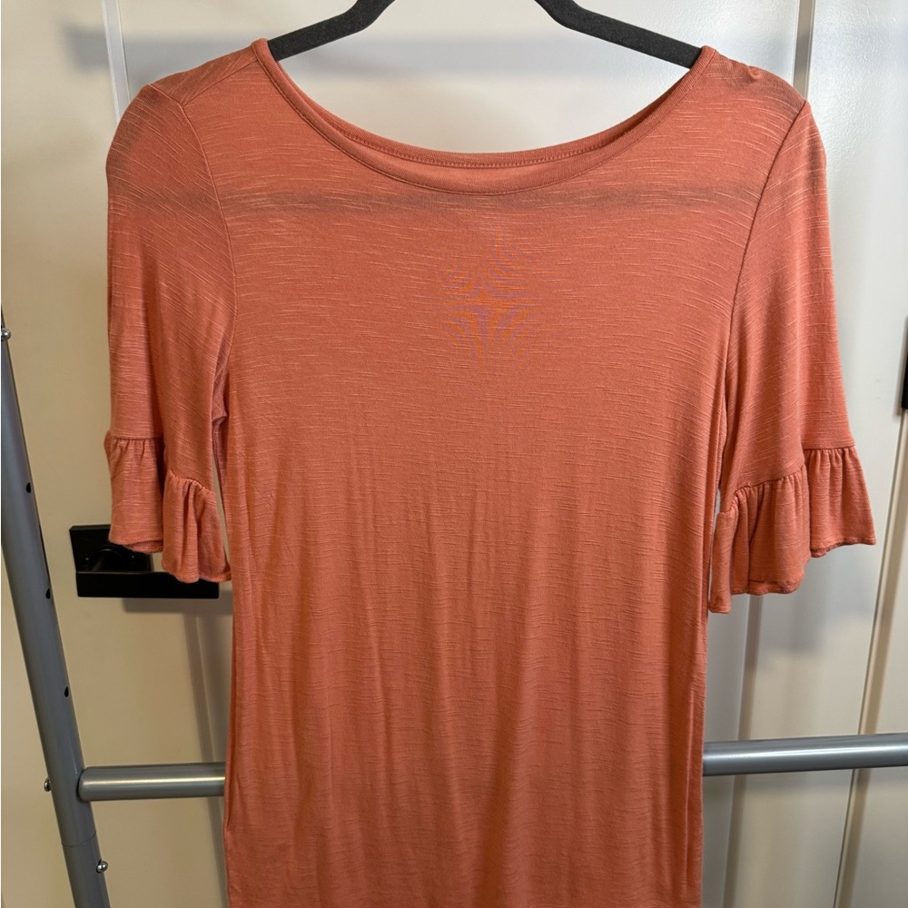 LOFT Women's Short Sleeve Ruffle Top - Coral